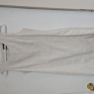 Sag Harbor summer dress light beige cap sleeve lined slit on the left zipper
